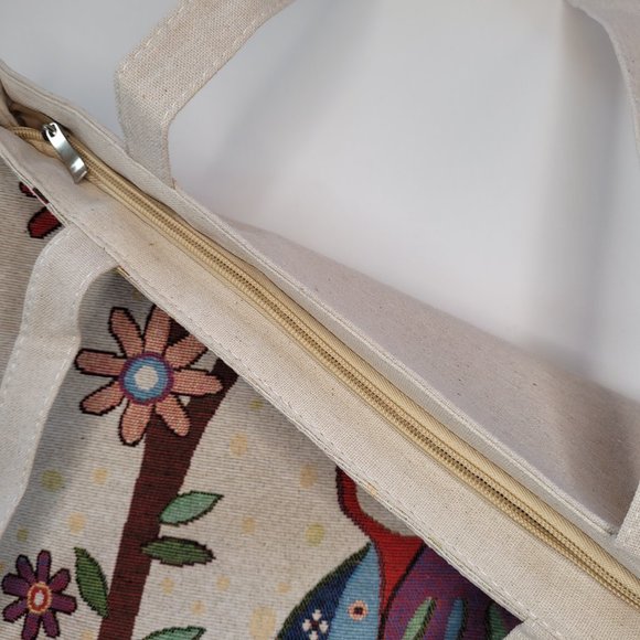 Large Canvas Owl Tote Bag - Picture 7 of 8